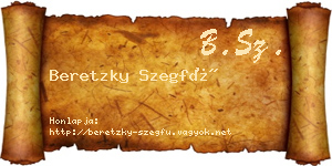 Beretzky Szegfű névjegykártya